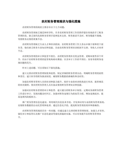 农村财务管理现状与强化措施