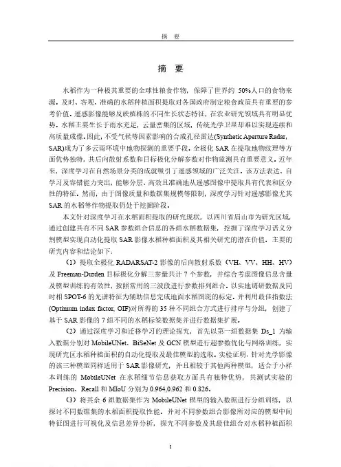 基于深度学习和雷达遥感数据的水稻种植面积提取研究