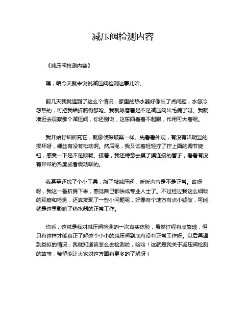 减压阀检测内容