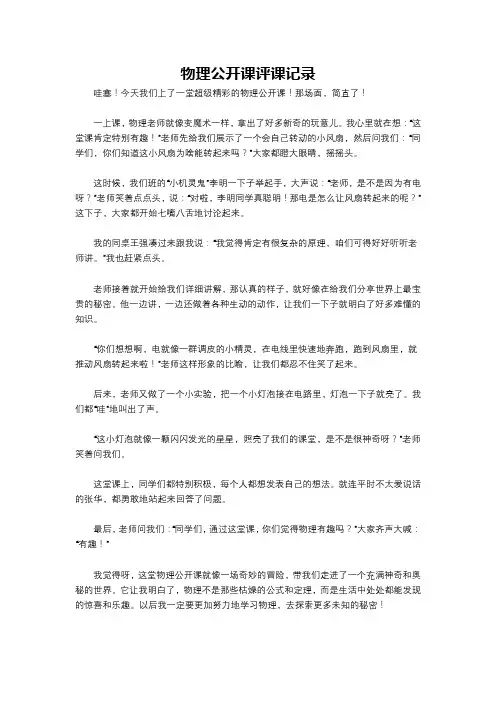 物理公开课评课记录
