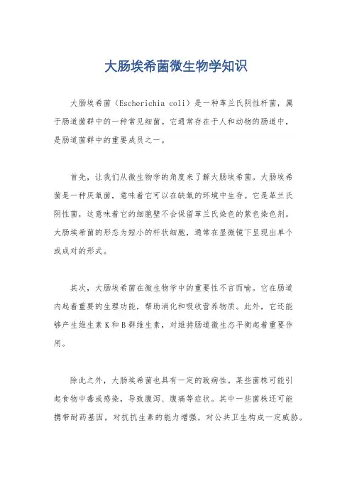 大肠埃希菌微生物学知识