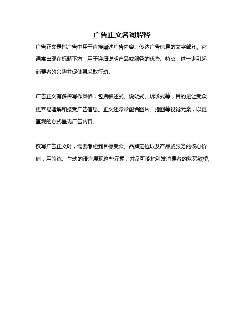 广告正文名词解释