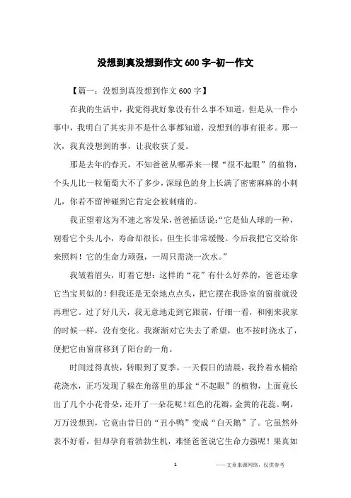 没想到真没想到作文600字-初一作文