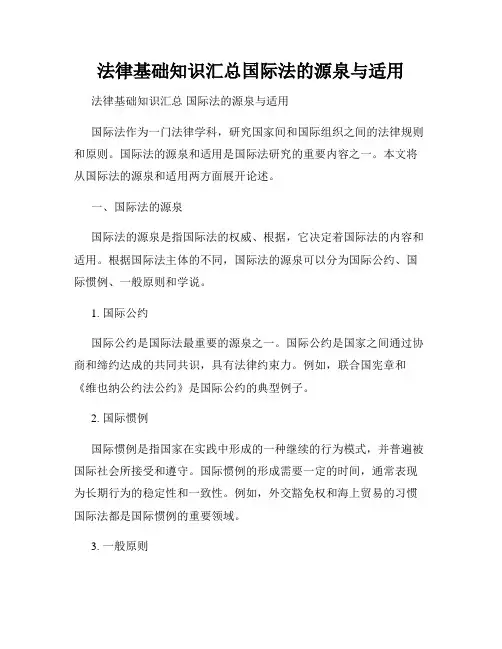 法律基础知识汇总国际法的源泉与适用