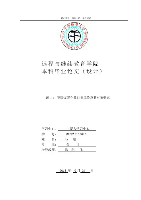 我国煤炭企业财务风险及其对策研究.doc