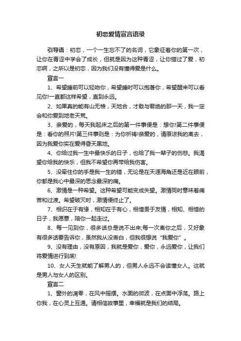初恋爱情宣言语录