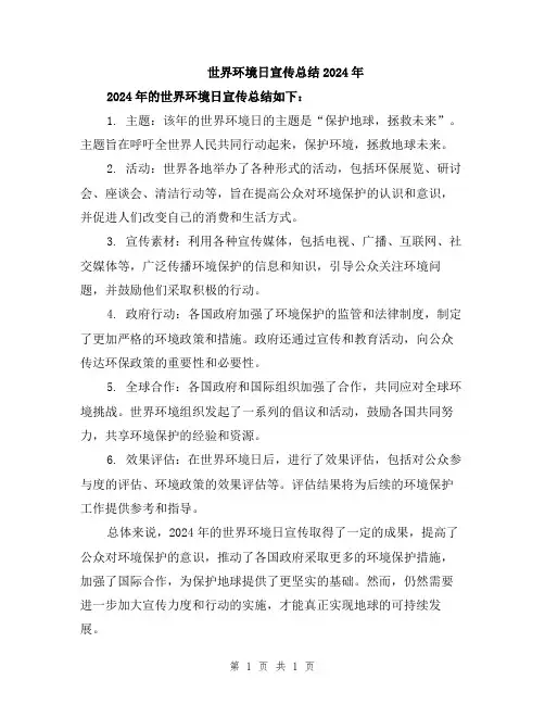 世界环境日宣传总结2024年