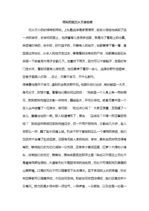顽劣的我沈从文读后感