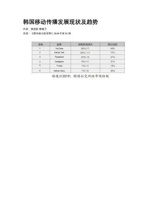 韩国移动传播发展现状及趋势