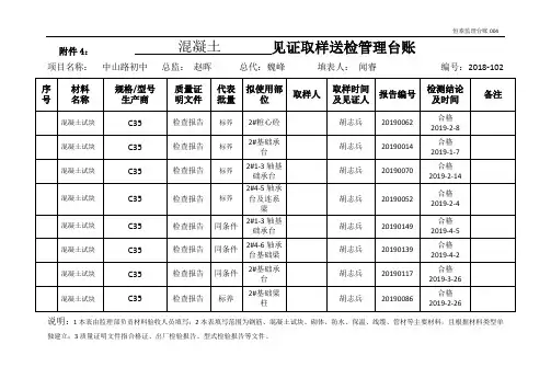 见证取样送检台账