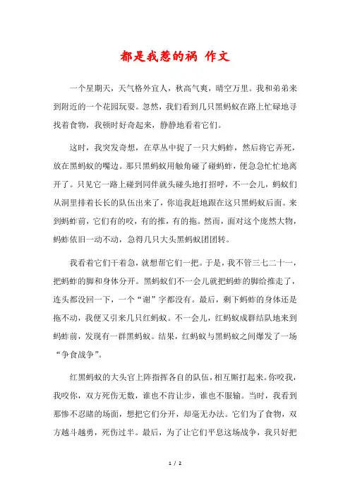 都是我惹的祸优秀作文