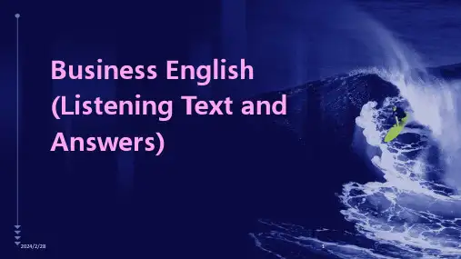 2024年Business English (Listening Text and Answers)