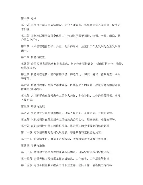 电商公司人才管理制度范本