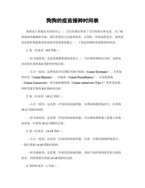 狗狗的疫苗接种时间表