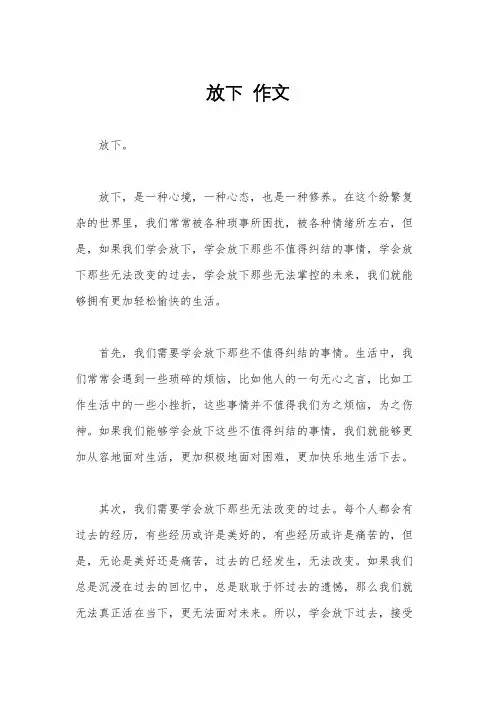 放下  作文