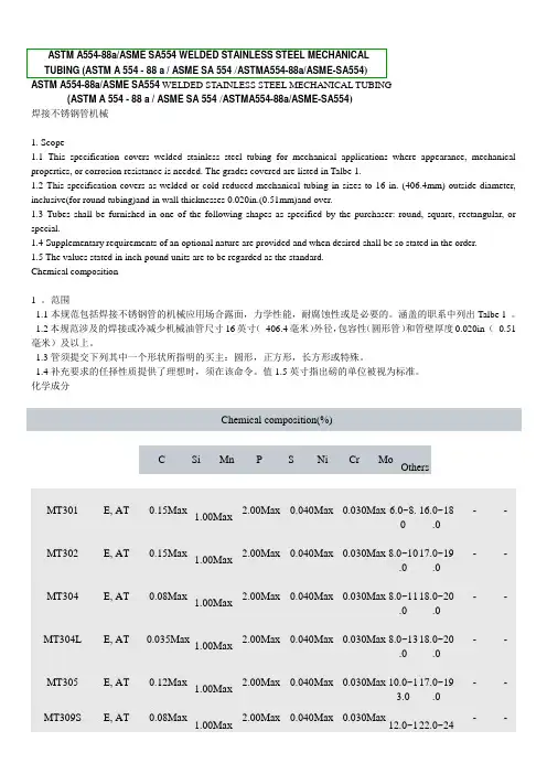 ASTM A554焊接不锈钢管化学成分
