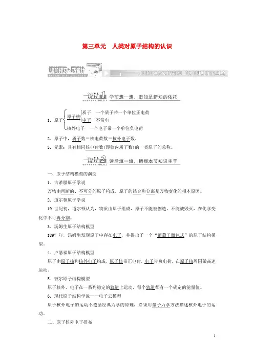 (同步课堂)2014届高中化学 人类对原子结构的认识章节精细讲解期末专练 苏教版必修1