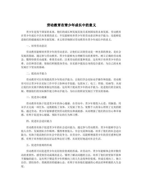 劳动教育在青少年成长中的意义