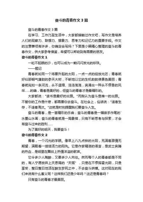 奋斗的青春作文3篇