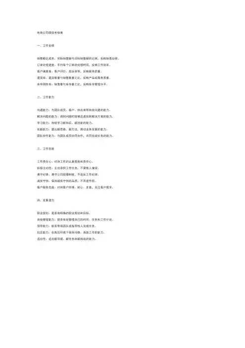 电商公司绩效考核表