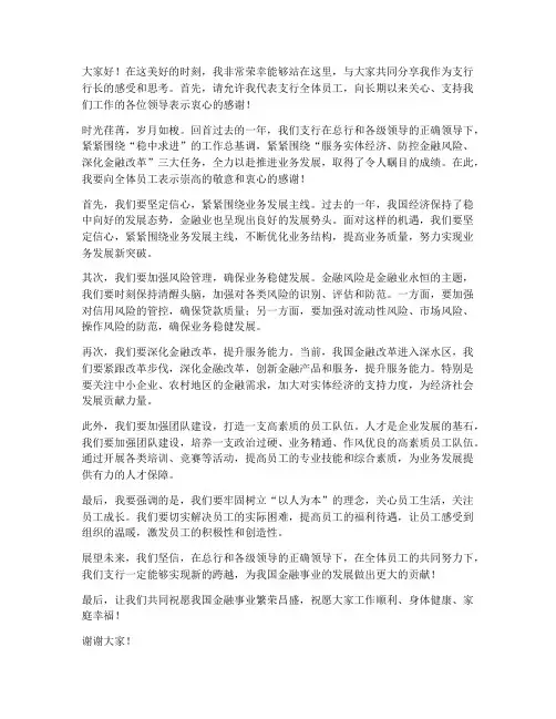 支行行长的发言稿范文