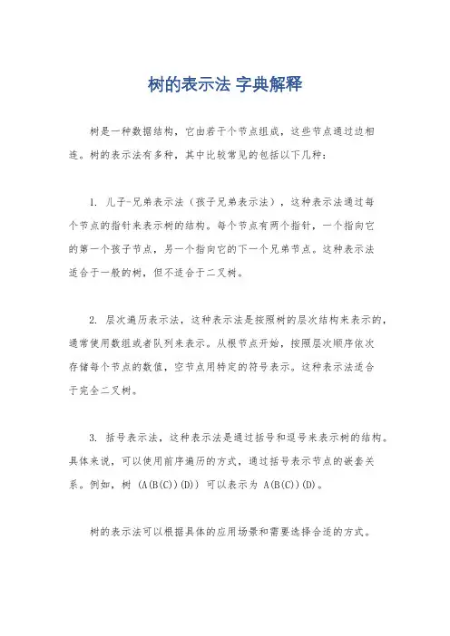 树的表示法 字典解释