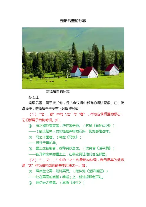 定语后置的标志