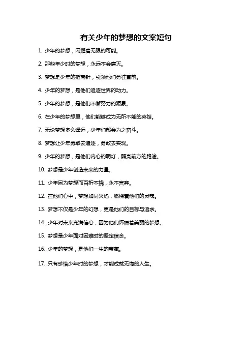 有关少年的梦想的文案短句
