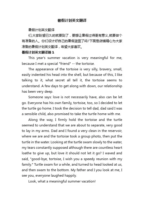 暑假计划英文翻译