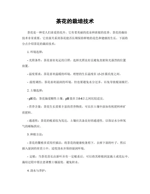 茶花的栽培技术