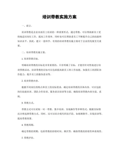 培训带教实施方案
