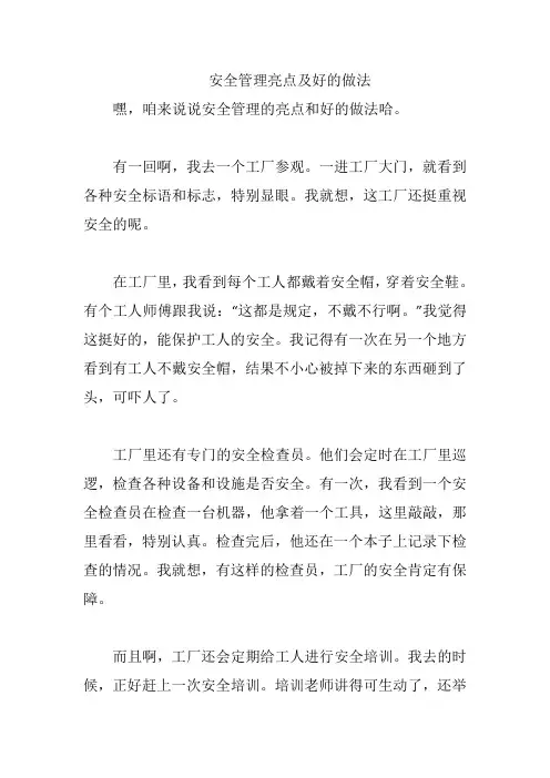安全管理亮点及好的做法