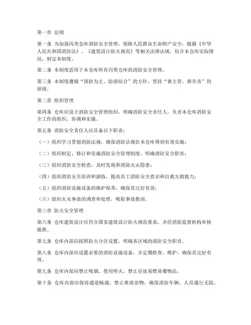 丙类仓库消防安全管理制度