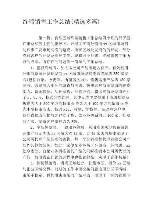 终端销售工作总结(精选多篇)
