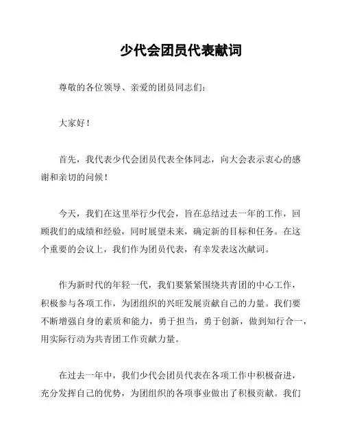 少代会团员代表献词