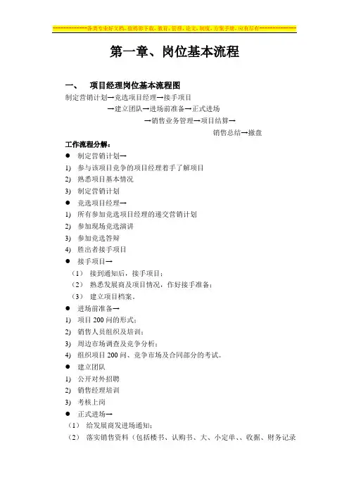 楼盘销售基本流程及岗位制度