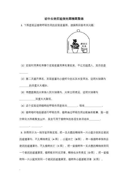 初中生物实验探究题精题集锦