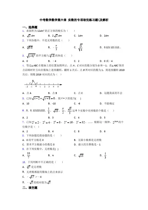 中考数学数学第六章 实数的专项培优练习题(及解析