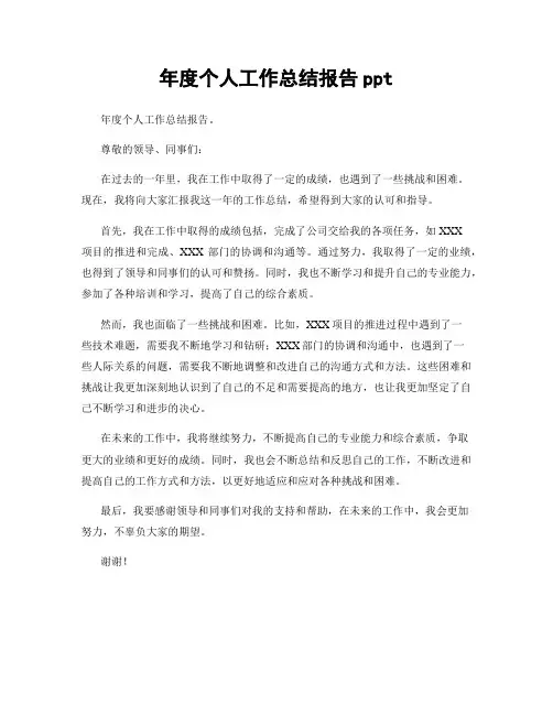 年度个人工作总结报告ppt