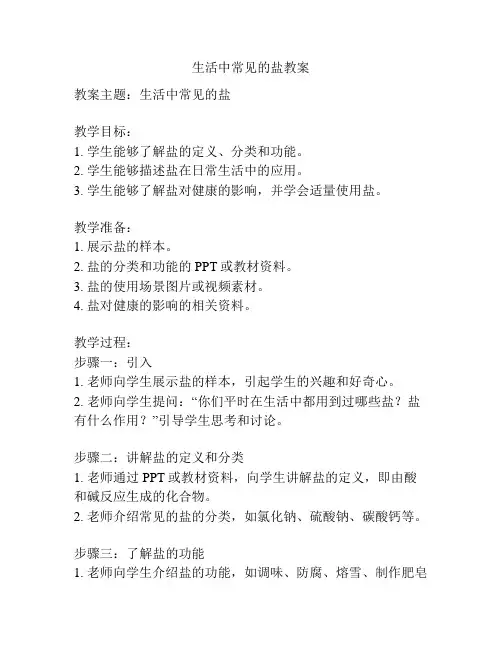 生活中常见的盐教案