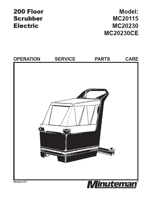 MC20115 200 Floor Scrubber 维护操作手册说明书