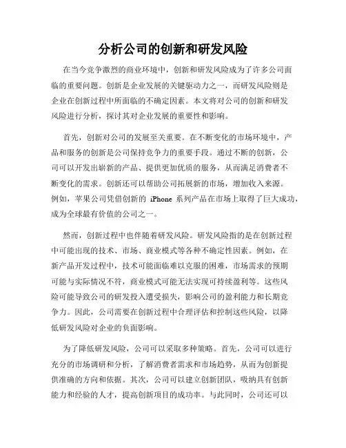 分析公司的创新和研发风险