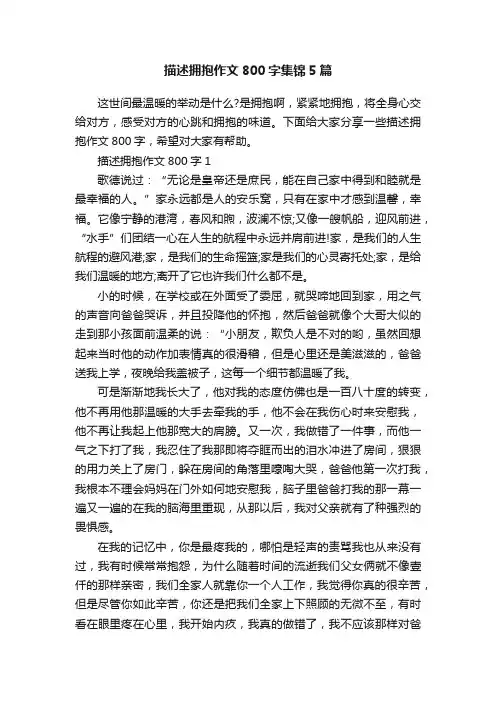 描述拥抱作文800字集锦5篇