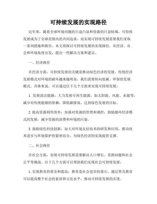 可持续发展的实现路径