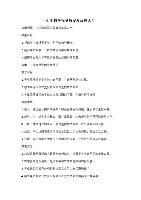 小学科学视觉教案及反思大全