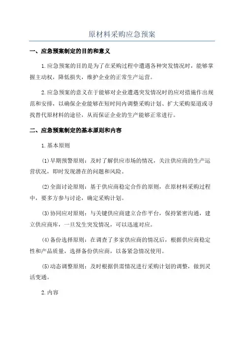 原材料采购应急预案