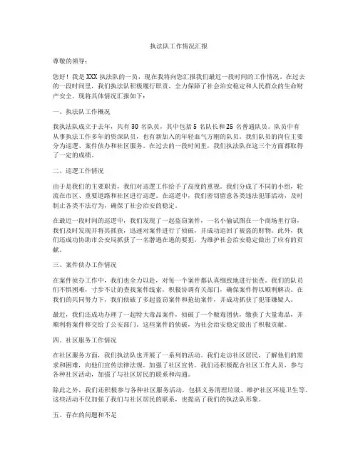 执法队工作情况汇报