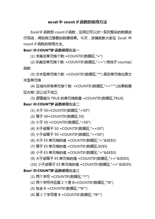 excel中countif函数的使用方法