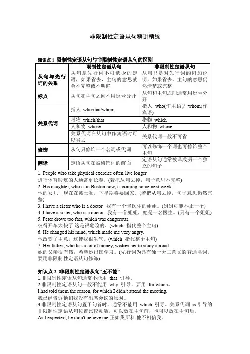 非限制性定语从句精讲精练