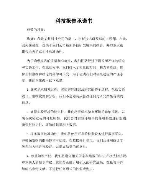 科技报告承诺书
